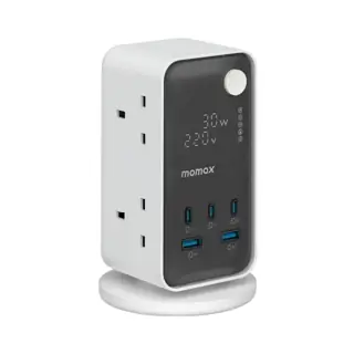 MOMAX Flow 6-Outlet GaN Power Tower - 35W / USB-C / USB-A / White