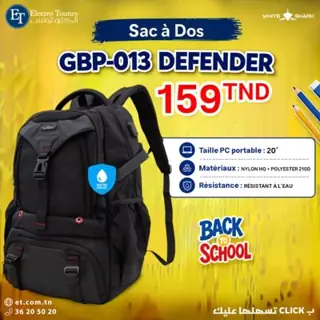 Sac a Dos WHITE SHARK GBP-013 DEFENDER 20″ Noir