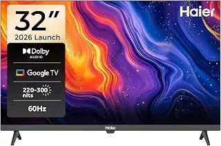 سماعة صوت هاير تلفزيون، 32 بوصة، ذكي، LED، واي فاي، جوجل تي في، H32K80E