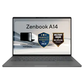 لابتوب ASUS Zenbook A14، Snapdragon X X1-26، رام 16GB، SSD 512GB، شاشة 14" WUXGA،