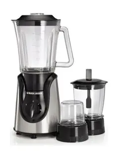 Black + Decker Glass Blender with 2 Mills, 600W 1.5L, BX600G-B5 - Black