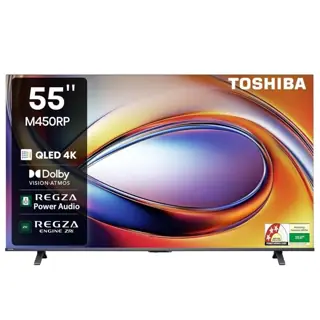 تلفزيون سمارت بدون إطار توشيبا، 55 بوصة، QLED، مزود برسيفر داخلى، 55M450RP