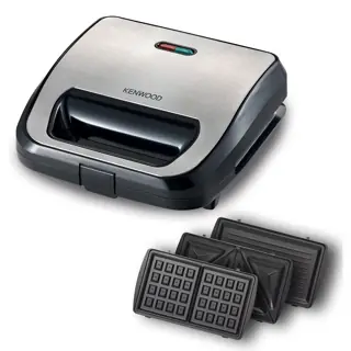 Kenwood SMM02 Sandwich Waffle Maker, 750 Watt - Silver Black