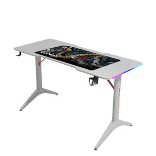 Gamax D2208W RGB Carbon Fiber Gaming Table with MousePad - White