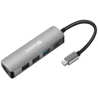 Station d'accueil SANDBERG Dock USB-C HDMI+3xUSB+PD - Gris