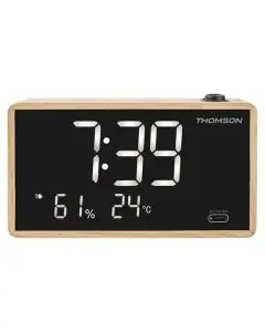 سماعة صوت Radio-Réveil Avec projection THOMSON CP202T - Bois